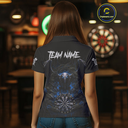 Black Smokes Eagle Chain Blue Grunge Dartboard Custom Women Darts Polo Shirt Dart Jerseys NYN1909