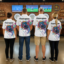 Load image into Gallery viewer, Custom Red Grim Reaper Grunge Black Dart Polo Shirts For Men Skull Dart League Jerseys NYN2182