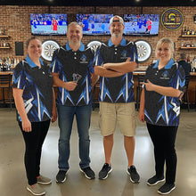 Load image into Gallery viewer, Black And Blue Flames Dartboard Women Darts 1/4-Zip Shirts Custom Fire Flame Dart Team Jerseys NYN2445