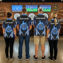 Load image into Gallery viewer, Black And Blue Flames Dartboard Women Darts 1/4-Zip Shirts Custom Fire Flame Dart Team Jerseys NYN2445