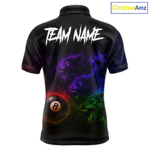 Load image into Gallery viewer, Horror Wolfs Colorful Flames Smoke Pool 8 Ball Men Billiard Shirt Custom Ball Billiard Team Attire NYN2664