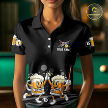 Load image into Gallery viewer, Funny Beer Couple Play Pool 8 Ball Women's Billiard Team Shirt Custom Billiard Polo &amp; 1/4 Zip Attire NYN2666