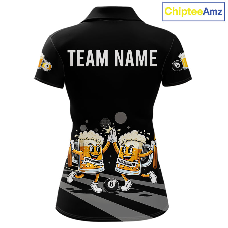 Funny Beer Couple Play Pool 8 Ball Women's Billiard Team Shirt Custom Billiard Polo & 1/4 Zip Attire NYN2666
