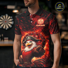 Load image into Gallery viewer, Funny Pirate Rooster Men Darts Polo &amp; 1/4-Zip Shirt Personalized Red Splatter Paint Dart Team Jersey NYN3031