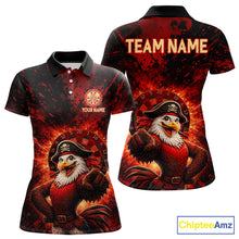 Load image into Gallery viewer, Funny Pirate Rooster Women Darts Polo &amp; 1/4-Zip Shirt Personalized Red Splatter Paint Dart Team Jersey NYN3031