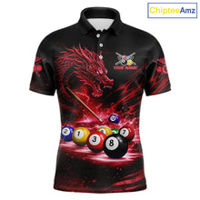 Load image into Gallery viewer, Red Funny Dragon Thunder Ball Pool Billiard Team Shirt For Men Custom Billiards Ball Attire NYN3041