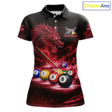 Load image into Gallery viewer, Red Funny Dragon Thunder Ball Pool Billiard Team Shirt For Women Custom Billiards Ball Attire NYN3041