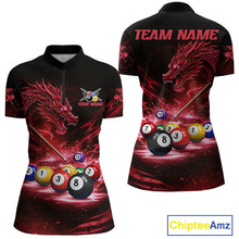 Load image into Gallery viewer, Red Funny Dragon Thunder Ball Pool Billiard Team Shirt For Women Custom Billiards Ball Attire NYN3041