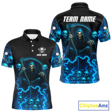 Load image into Gallery viewer, Blue The Reaper Men's Darts Shirt Flame Skulls Team Jersey - Custom Name For Players NYN0507