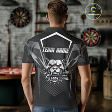 Load image into Gallery viewer, Black Bulldog Holding Arrows Men's Team Shirt - Custom Name For Darts Jersey NYN0512