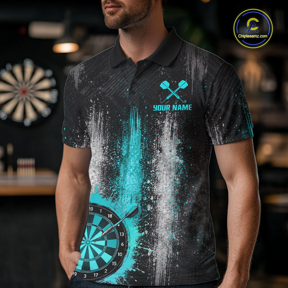 White And Teal Splatter Dart Shirt For Men Personalized Splash Dart Team Outfits Jerseys NYN4063