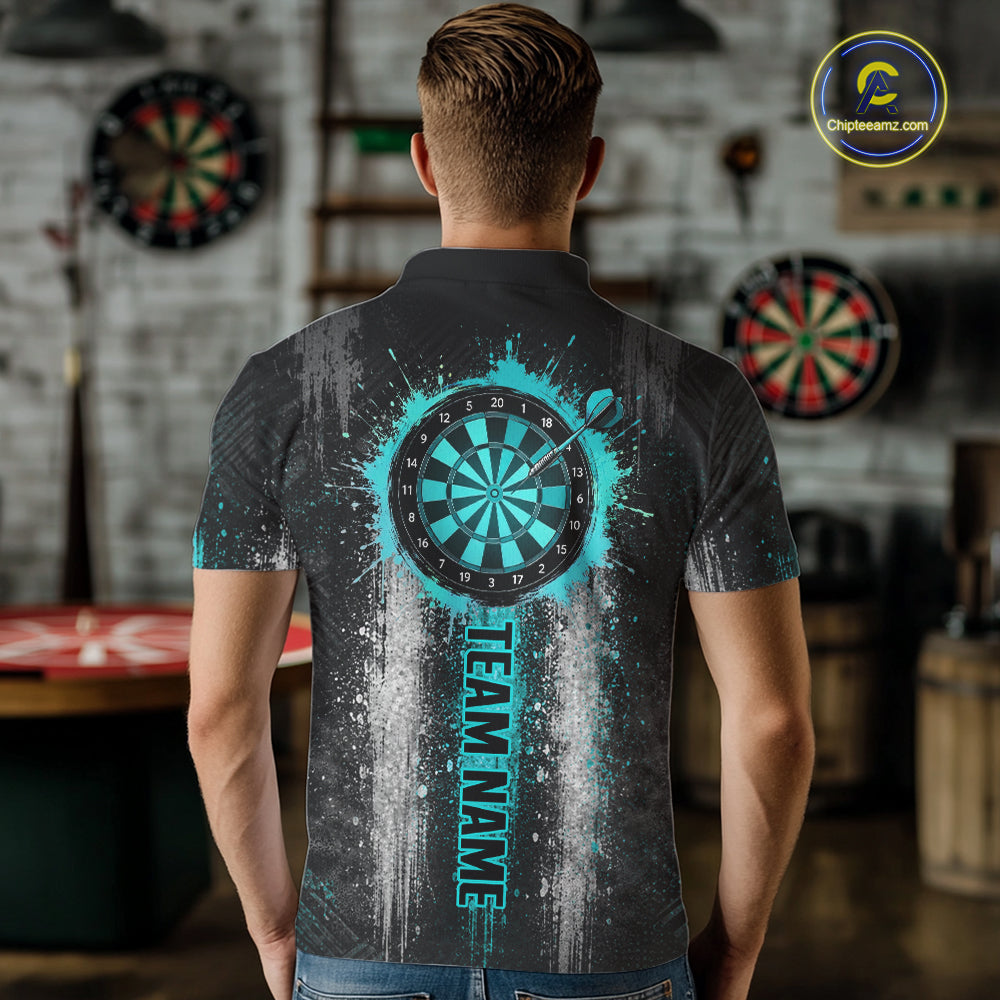 White And Teal Splatter Dart Shirt For Men Personalized Splash Dart Team Outfits Jerseys NYN4063