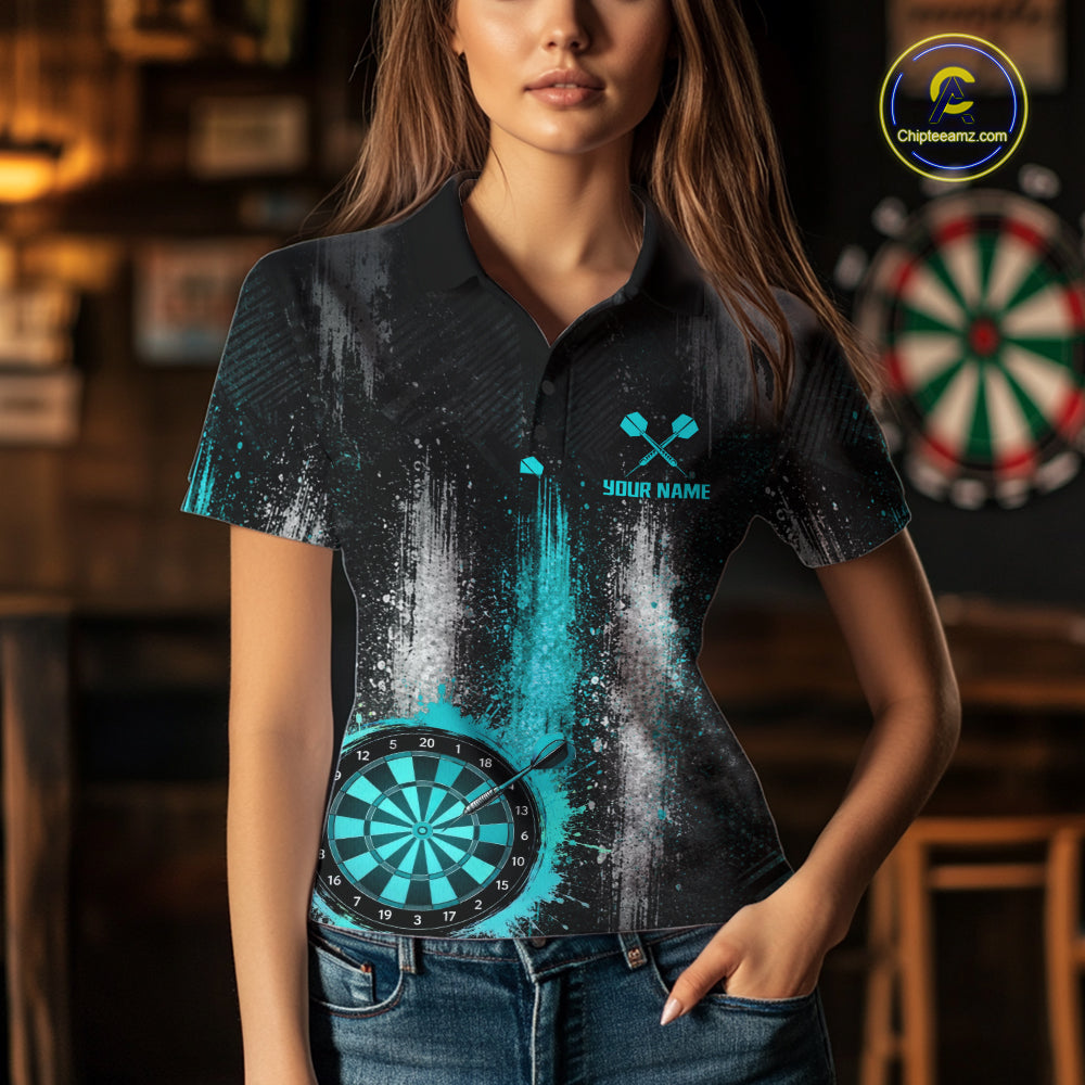 White And Teal Splatter Dart Shirt For Women Personalized Splash Dart Team Outfits Jerseys NYN4063