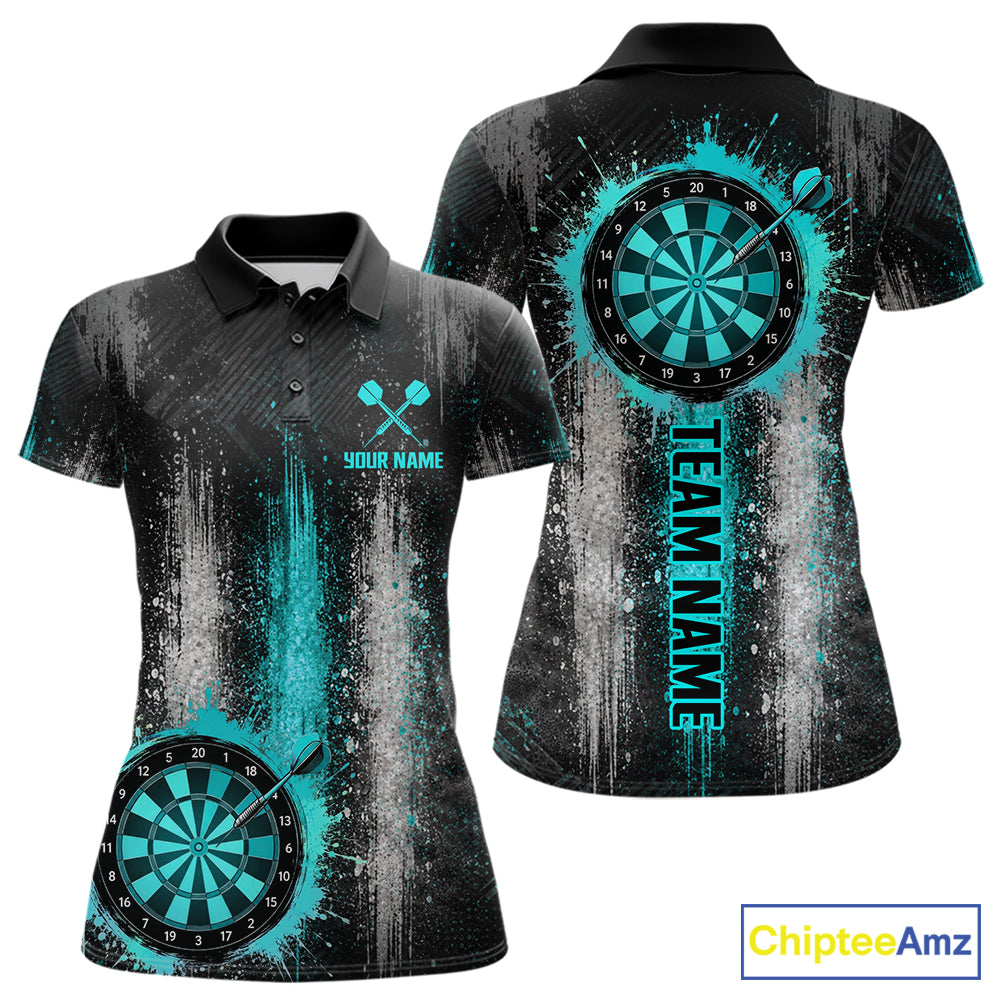 White And Teal Splatter Dart Shirt For Women Personalized Splash Dart Team Outfits Jerseys NYN4063