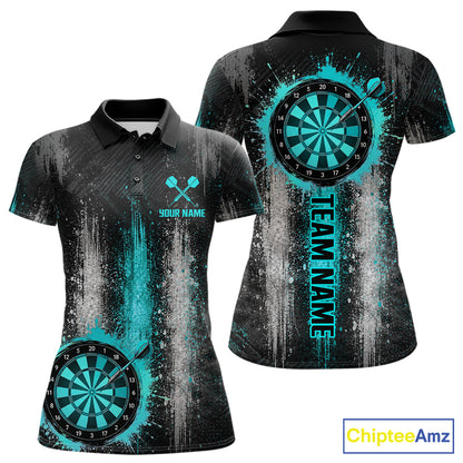 White And Teal Splatter Dart Shirt For Women Personalized Splash Dart Team Outfits Jerseys NYN4063