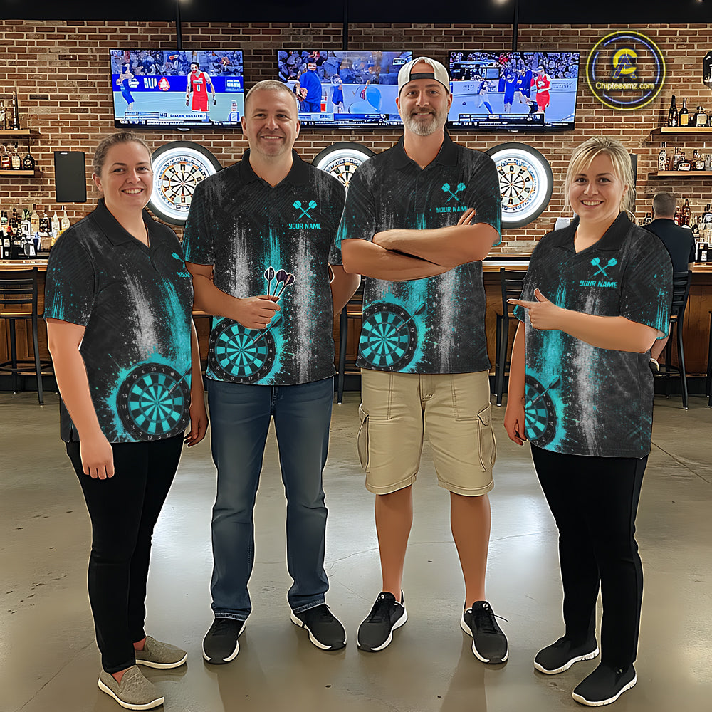 White And Teal Splatter Dart Shirt For Men Personalized Splash Dart Team Outfits Jerseys NYN4063