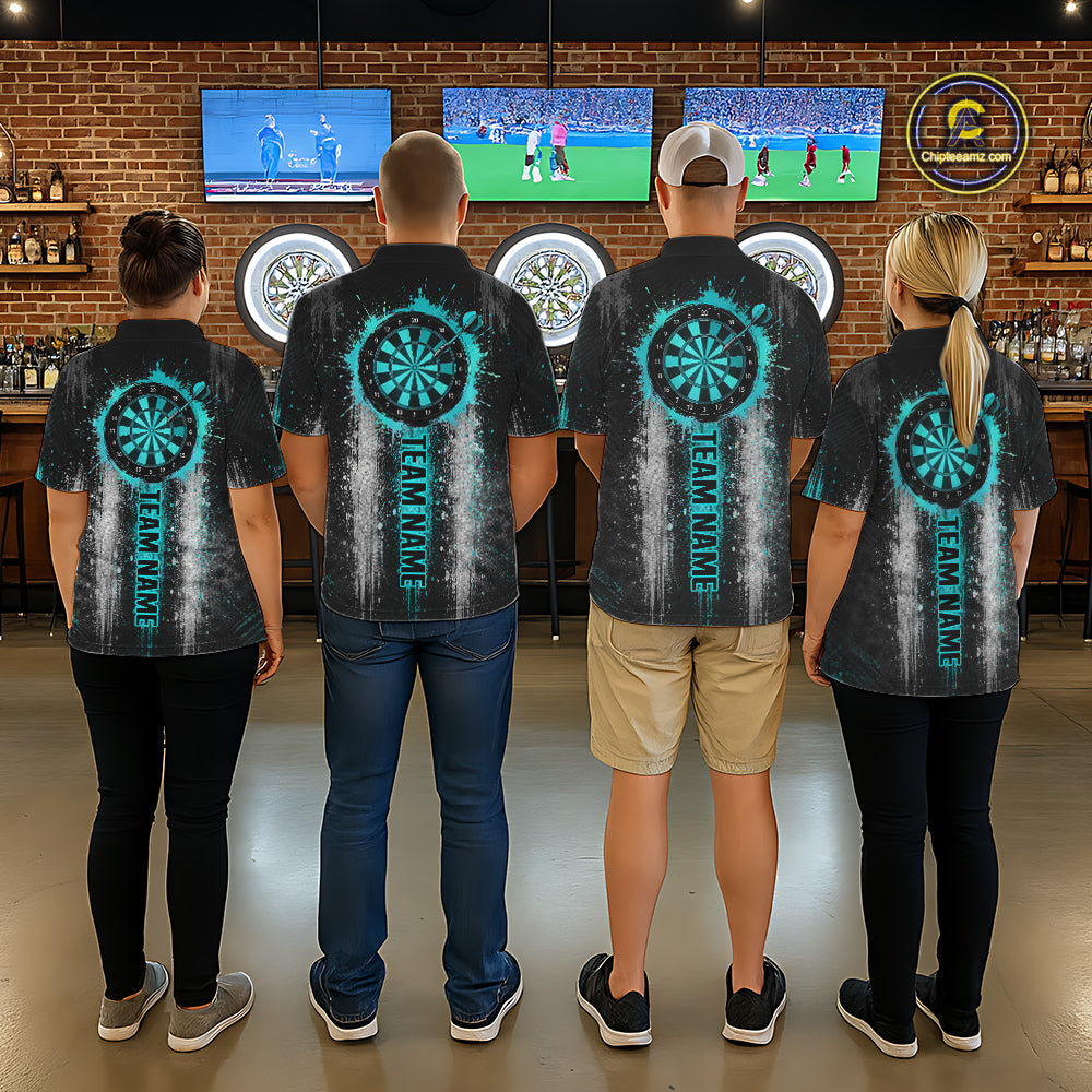White And Teal Splatter Dart Shirt For Men Personalized Splash Dart Team Outfits Jerseys NYN4063