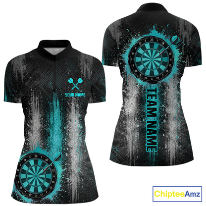 White And Teal Splatter Dart Shirt For Women Personalized Splash Dart Team Outfits Jerseys NYN4063