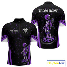 Load image into Gallery viewer, Custom Purple Alien Dartboards Dart 1/4-Zip Shirts For Men Outfits Alien Dart Team Jerseys NYN1023
