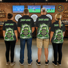 Load image into Gallery viewer, White And Green Funny Crocodile Hold Dartboard Dart Polo Shirts For Men Custom Dart Team Shirts NYN2675