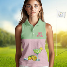 Load image into Gallery viewer, Tropical Flamingo Sleeveless Polo Golf Shirts For Women Custom Pink &amp; Green Golf Team Attire For Golfers NYN3062