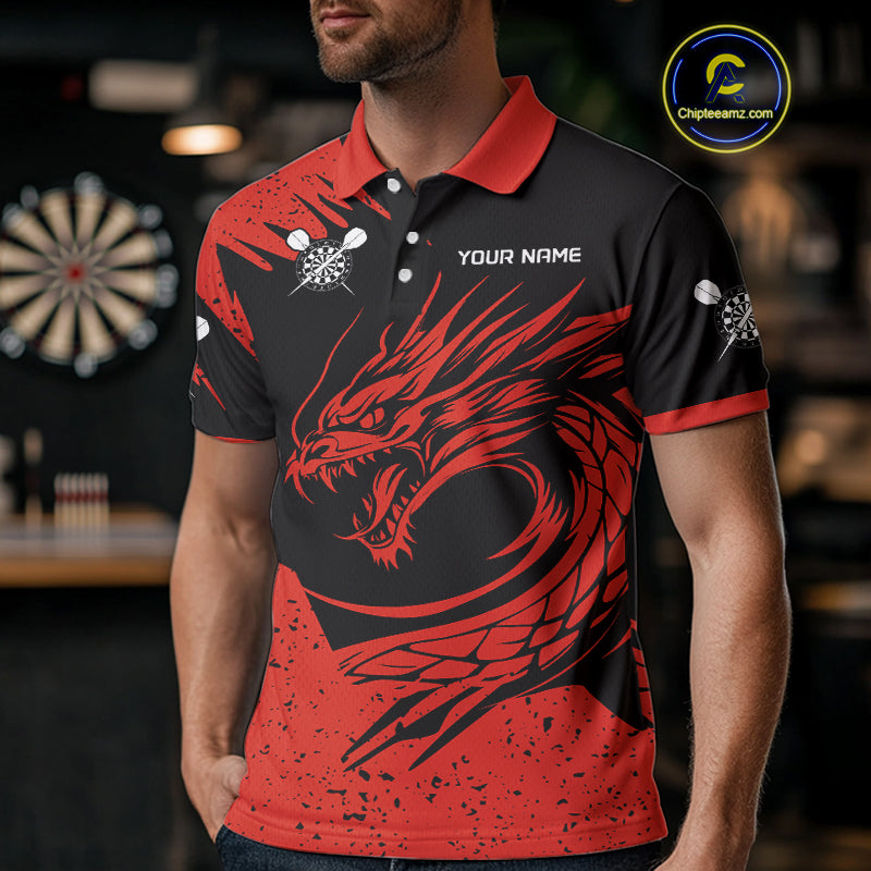 Men's Dart Team Jersey Featuring A Blood Dragon And Red Dartboard, Darts Jersey NYN0271