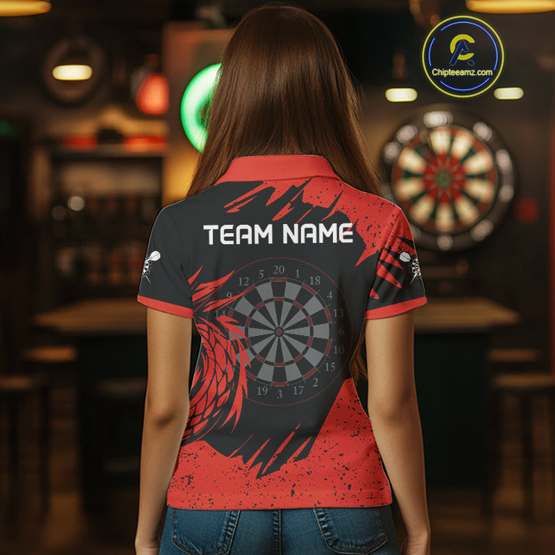 Women's Dart Team Jersey Featuring A Blood Dragon And Red Dartboard, Darts Jersey NYN0271