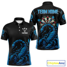 Load image into Gallery viewer, Men's Custom Darts Jersey With Cobalt Scorpion Darts Strike For Darts Team Shirts NYN0274