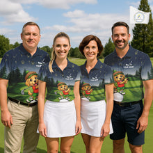 Load image into Gallery viewer, Men's golf team wearing patriotic Golden Retriever golf polos for tournament apparel