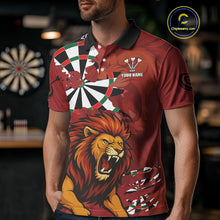 Load image into Gallery viewer, Lion Scratched Dartboard Men's Darts Shirt Polo Jersey Custom Name For Players NYN0739