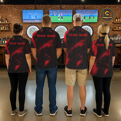 Personalized Black And Red Flames Dragon Dart Quarter-Zip Shirts For Men Dart Team Jerseys NYN2189