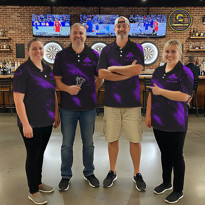 Personalized Black And Purple Flames Dragon Dart Quarter-Zip Shirts For Men Dart Team Jerseys NYN2190