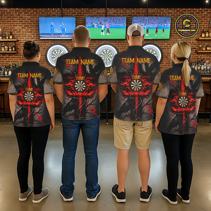 Personalized Raven Red Flames Crown Darts Quarter-Zip Shirts For Men Cross Dart Gothic Jerseys NYN2194