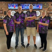 Load image into Gallery viewer, Personalized Raven Purple Flames Crown Darts Polo Shirts For Men Cross Dart Gothic Jerseys NYN2195