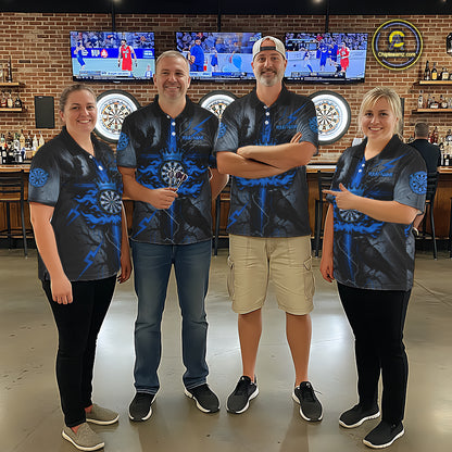 Personalized Raven Blue Flames Crown Darts Polo Shirts For Men Cross Dart Gothic Jerseys NYN2196