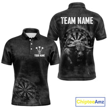 Load image into Gallery viewer, Custom Men's Darts Shirt With Shadow Bison &amp; Cracked Stone Texture, Darts Jersey NYN0284