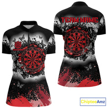 Load image into Gallery viewer, Women's white red black grunge butterfly dart quarter zip shirt mockup custom dart team apparel