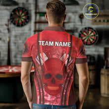 Load image into Gallery viewer, Red Skull &amp; Flame Darts Men's Darts Polo Shirt Custom Name For Players NYN0751