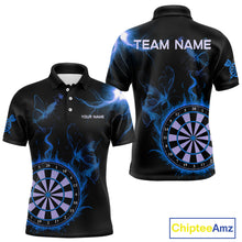 Load image into Gallery viewer, Custom Blue Smokes Butterfly Flame Dartboard Dart Men Polo Jerseys Dart Team Shirt NYN1677
