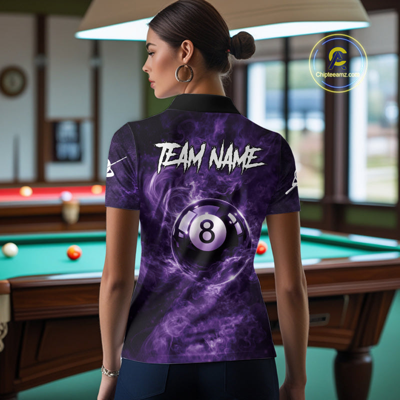 Thunder Purple Smokes Grim Reaper Ball 8 Billiards Pool Shirt For Women Personalized Billiard Team Names NYN2695