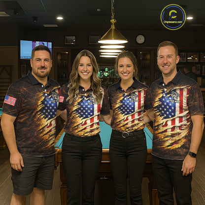 Eagle Retro Grunge American Flag Ball 8 Billiards Pool Shirt For Women Personalized Billiard Team Names NYN2696