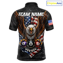 Load image into Gallery viewer, Eagle Grey Grunge American Flag Ball 8 Billiards Pool Shirt For Men Personalized Billiard Team Names NYN2697