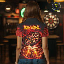 Load image into Gallery viewer, Red|Funny Bull &amp; Beer Thunder Lightning Dart Polo Shirts For Women Custom Name For Darters NYN2698