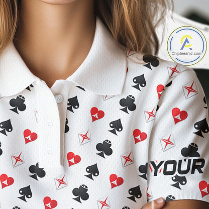 Custom Poker Golf Polo Shirt For Womens Personalized Name Funny Golf Team Attire Golfer Gift NYN2851