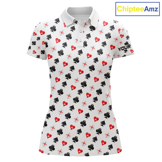 Custom Poker Golf Polo Shirt For Womens Personalized Name Funny Golf Team Attire Golfer Gift NYN2851