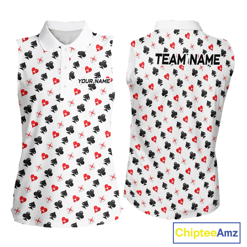 Custom Poker Golf Sleeveless Polo Shirt For Womens Personalized Name Funny Golf Team Attire Golfer Gift NYN2851