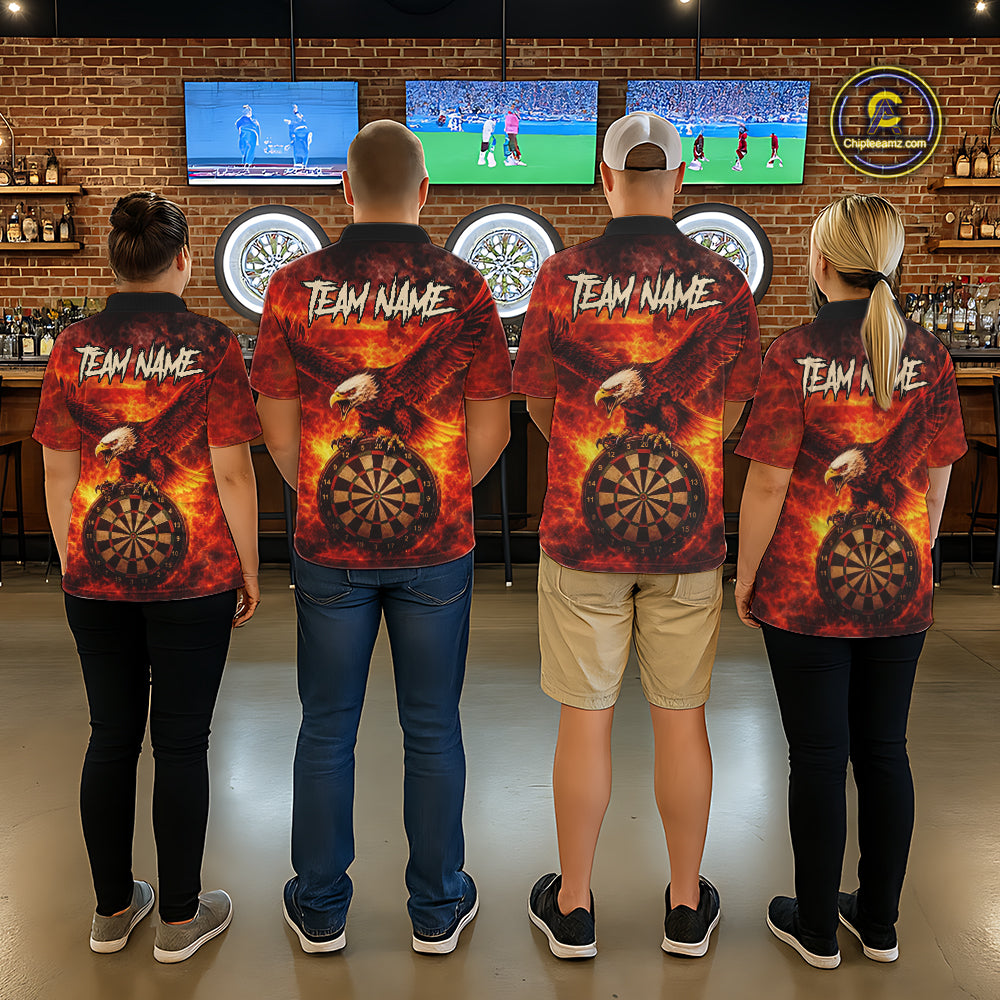 US Flag Eagle Flame Dartboard Darts Quarter-Zip Shirts For Men Custom Patriotic Dart Team Jerseys NYN2507