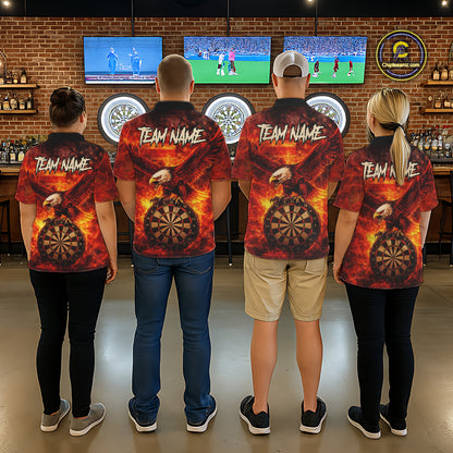 US Flag Eagle Flame Dartboard Darts Quarter-Zip Shirts For Men Custom Patriotic Dart Team Jerseys NYN2507