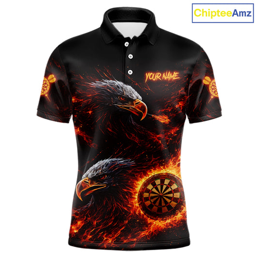 Eagle Couple Flame Dartboard & Arrow Men Darts Polo Shirt Custom Outfits Dart Team Jerseys NYN2508
