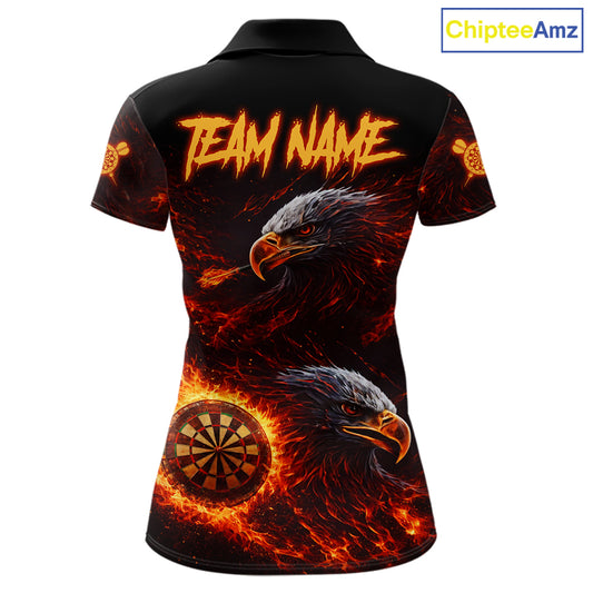 Eagle Couple Flame Dartboard & Arrow Women Darts Polo Shirt Custom Outfits Dart Team Jerseys NYN2508